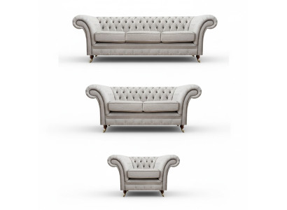 Woonkamer bankstellen Compleet fauteuil Luxe zitplaats Grijs Chesterfield gestoffeerde meubels
