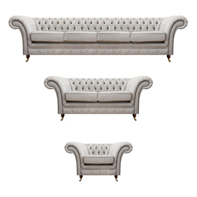 Chesterfield grijze set luxe meubels bankstellen volledige woonkamer