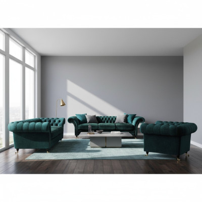 Woonkamer luxe inrichting compleet bankstellen banken Chesterfield gestoffeerd 3+2+1