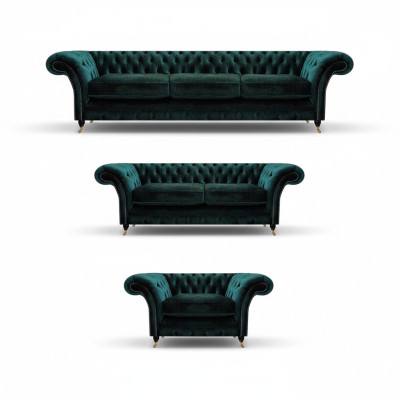 Woonkamer luxe inrichting compleet bankstellen banken Chesterfield gestoffeerd 3+2+1