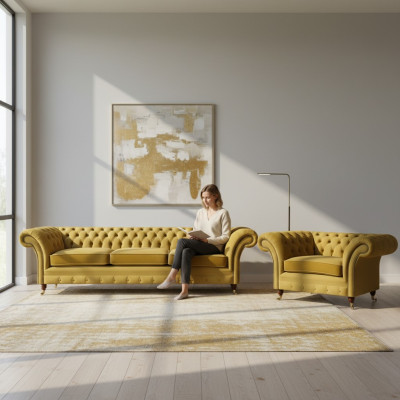 Woonkamerset bank bank Driezits 3+1 fauteuilbank Chesterfield Translated to: Woonkamerset bank bank Driezits 3+1 fauteuilbank Chesterfield