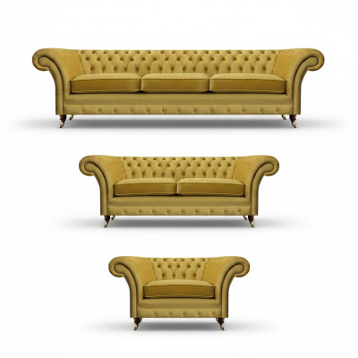 Sofaset Luxe Set 3-delig gestoffeerde meubels Inrichting Chesterfield banken 3+2+1