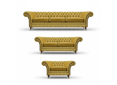 Sofaset Luxe Set 3-delig gestoffeerde meubels Inrichting Chesterfield banken 3+2+1