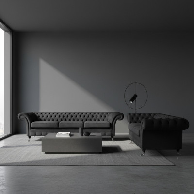 Chesterfield meubels voor woonkamerbankstelset van 2 stuks compleet interieur 3+2