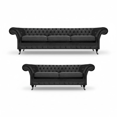 Chesterfield meubels voor woonkamerbankstelset van 2 stuks compleet interieur 3+2