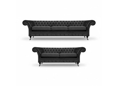 Chesterfield meubels voor woonkamerbankstelset van 2 stuks compleet interieur 3+2