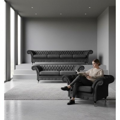 Compleet set Chesterfield bankstellen inrichting bankstel fauteuil woonkamer 4+2+1