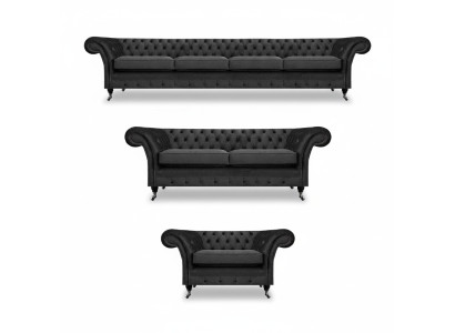 Compleet set Chesterfield bankstellen inrichting bankstel fauteuil woonkamer 4+2+1