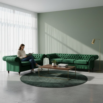 Sofa set 2-delig Bankstellen Chesterfield woonkamer banken 3+2 Zitmeubels