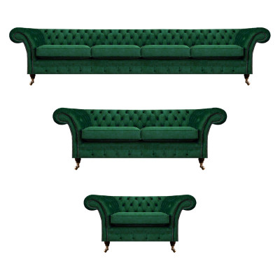 Meubels groen bankstellen Chesterfield fauteuils woonkamer 4+2+1 bankstel