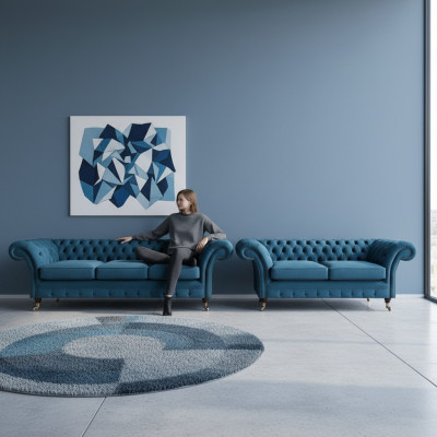 Zitbank Chesterfield Stoffen bank Sofa Bank Beklede fauteuil Woonkamer