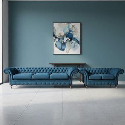 Zitbank Chesterfield Stoffen bank Sofa Bank Beklede fauteuil Woonkamer