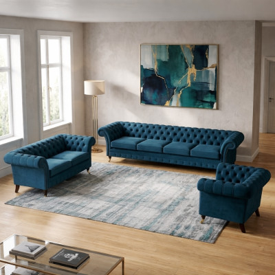 Designer bankstel Set Chesterfield woonkamer bankstel bank gestoffeerde meubels 4+2+1
