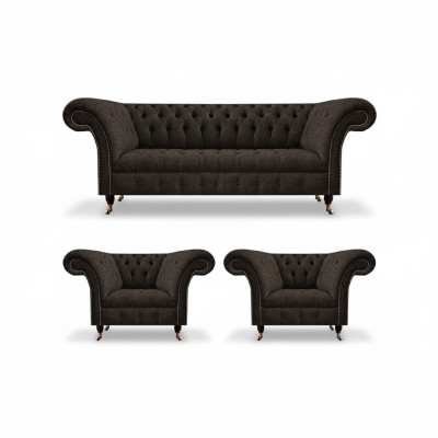 Zitbank Chesterfield woonkamerset 3-delig Luxe Compleet Designer