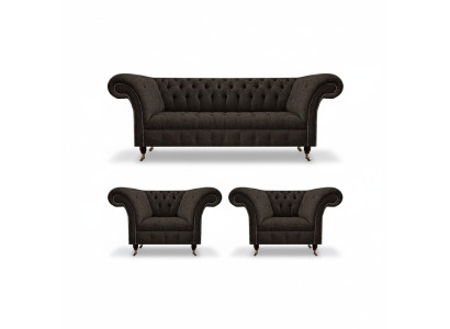 Zitbank Chesterfield woonkamerset 3-delig Luxe Compleet Designer