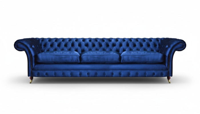 Chesterfield bank, driezitsbank, moderne zitmeubelen, interieur, stoffering, stof.