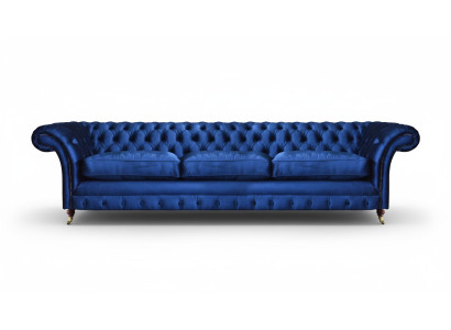 Chesterfield bank, driezitsbank, moderne zitmeubelen, interieur, stoffering, stof.