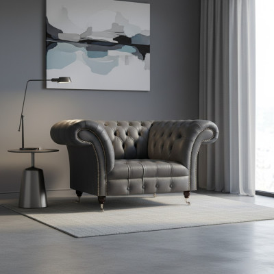 Chesterfield Moderne Grijze Fauteuil Designer Woonkamer Elegante Leunstoel