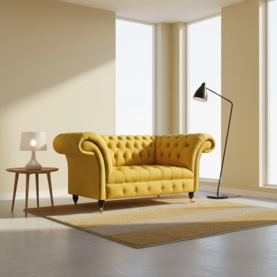 Chesterfield Gele Bank Woonkamer Stoffen Banken Designer Tweezitsbank