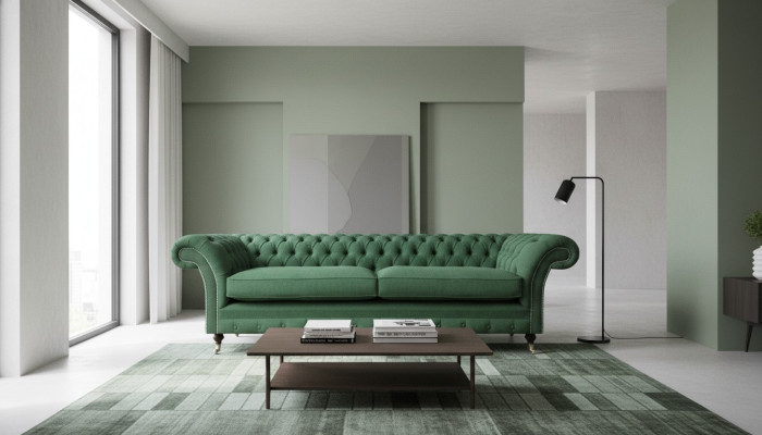 Chesterfield groene tweezitsbank woonkamer luxueus tweezitsmeubel.