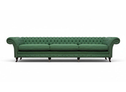 Chesterfield Donkergroene Bank Moderne Gestoffeerde 3-Zits Luxe Meubels
