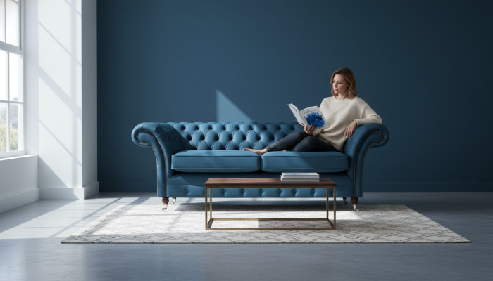Blauwe Chesterfield-zitmeubelen voor de woonkamer Luxe sofa's Designer 2-zits