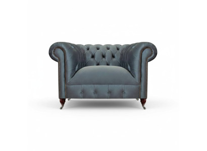 Chesterfield grijze stoffen fauteuil woonkamer textiel eenzitter elegante stoel