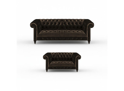 Bruine Chesterfield zitmeubels woonkamer 2-zits luxe driezits 2-delig