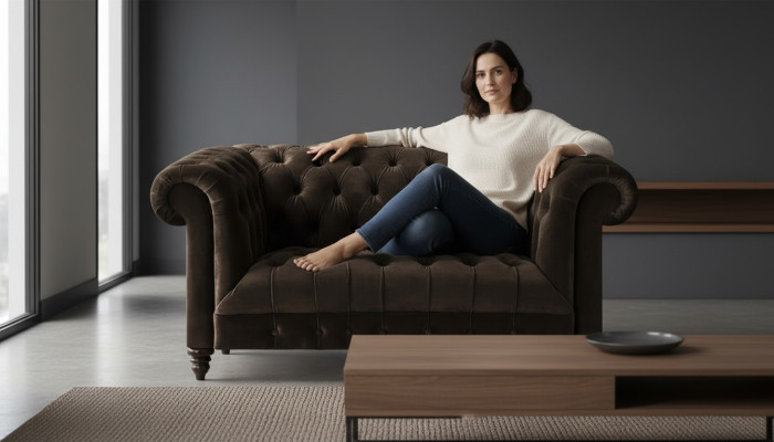Chesterfield Exclusieve Bruine Bank Moderne Tweezits Bankstel meubels