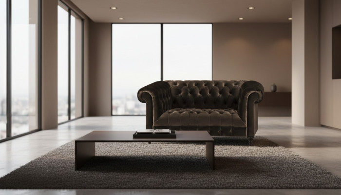 Chesterfield Exclusieve Bruine Bank Moderne Tweezits Bankstel meubels