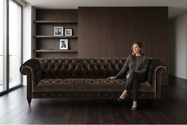 Chesterfield woonkamerbank bruine vierzits luxe zitmeubelen