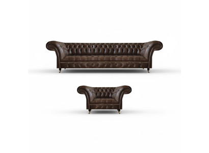 Bruin Chesterfield kunstleren meubels woonkamer driezitter 2-zitter