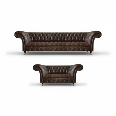 Bruine Chesterfield kunstleren sofa's designer woonkamer banken 2-delig