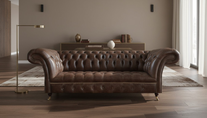 Bruine Chesterfield leren bank woonkamer banken designer robuuste meubels