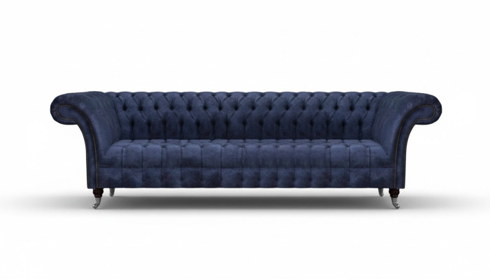 Blauwe Chesterfield zitmeubels woonkamer vierzitsbank gestoffeerde sofa's