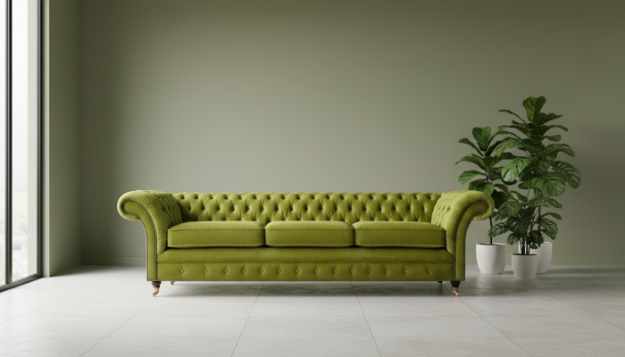 Chesterfield olijfgroene gestoffeerde bank met slaapfunctie sofa woonkamer meubels