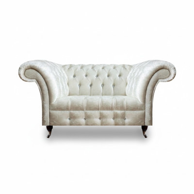 Chesterfield woonkamer bank designer witte tweezitsbank zitmeubel