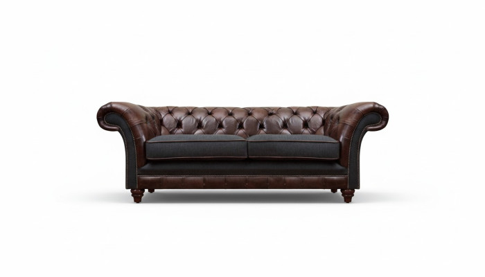 Bruin-grijze Chesterfield luxe tweezitsbank woonkamer gestoffeerde banken