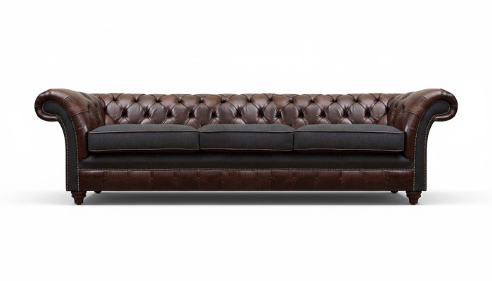 Braun-grijze Chesterfield driezits woonkamer bankstellen luxe bank