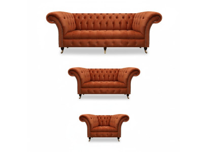 Bruine Chesterfield meubelset woonkamerset designer banken 3-delige set.
