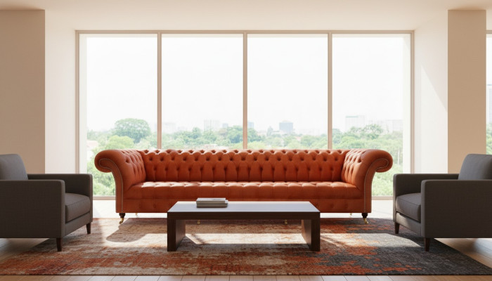 Chesterfield bruine bank designer zitbanken woonkamer gestoffeerde meubels