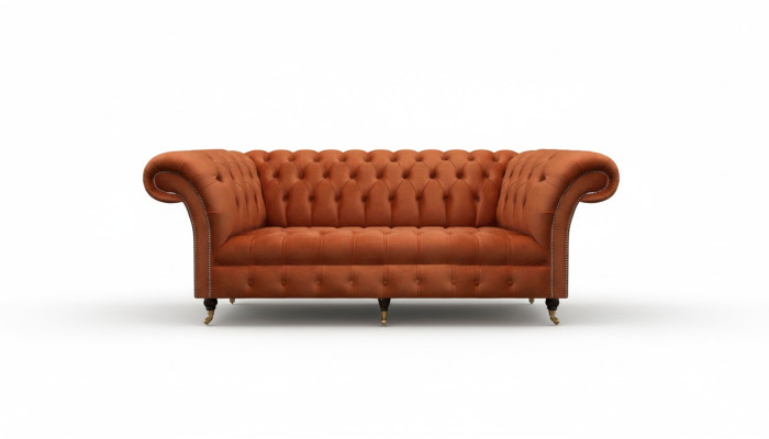 Bruine Chesterfield bank moderne driezitsbank luxe zitmeubel