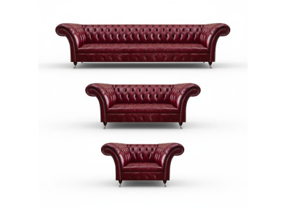 Donkerrood Chesterfield leren bankstel designer leren sofa's zitbanken