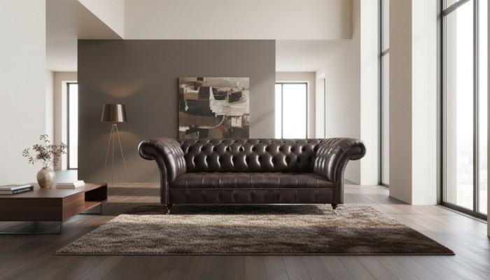 Chesterfield Leren Meubels Luxueuze Driezitsbank Woonkamer Elegante Banken