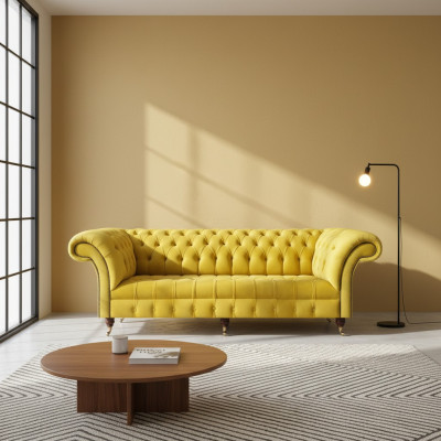 Edele Chesterfield zitmeubelen designer woonkamer bekleding textielbanken