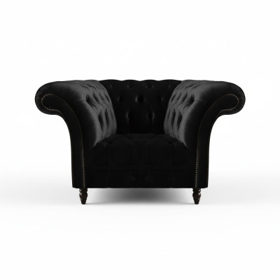 Chesterfield Zwarte Leunstoel Bekleding Woonkamer 1-Zits Nieuw