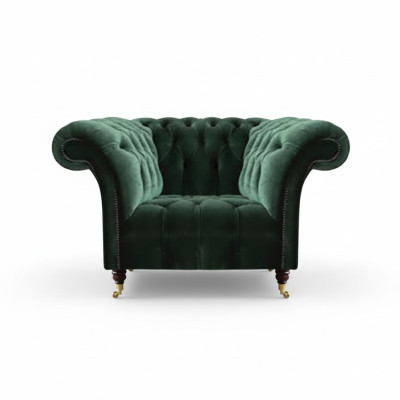 Chesterfield Groene Fauteuil Textielfauteuil Stoffenzitter Woonkamer Meubilair