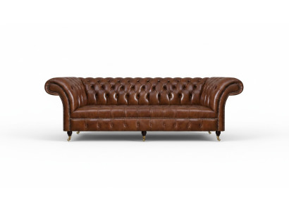 Bruine Chesterfield lederen bank Weelderige driezitsbanken voor de woonkamer meubels.