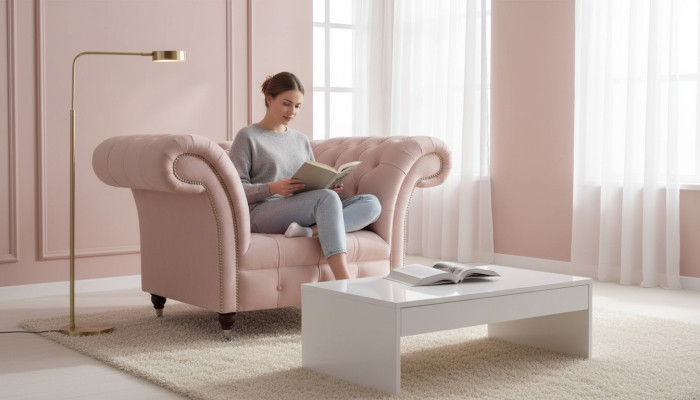 Chesterfield Rosa Fauteuil Woonkamer Designer Stoffenfauteuil 1-zitter