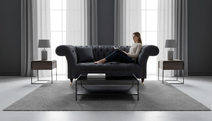Chesterfield Zwarte Zitbank Designer Banken Moderne Sofa's